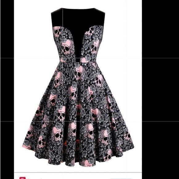 RoseGal Halloween skull floral rose print retro dress xxl torrid 2,3 - Picture 1 of 9